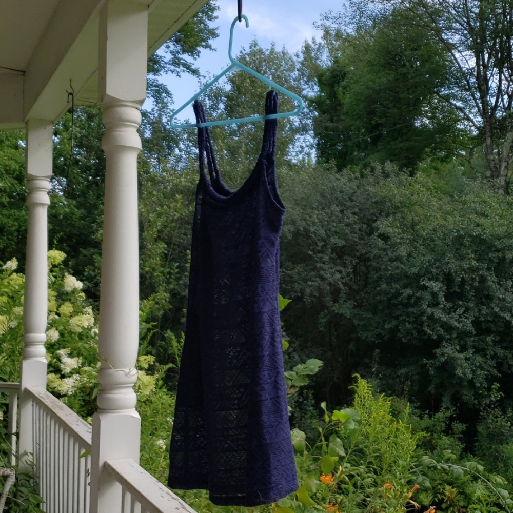 J Valdi Navy Small Petite Swimsuit Cover-up